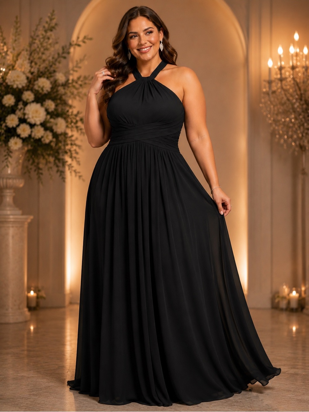Sz 16 Moonlight Romance Venetian Halter Evening Dress